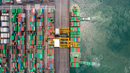 Preview: Aerial view container ship seaport freight shipping maritime vessel, Business export logistic