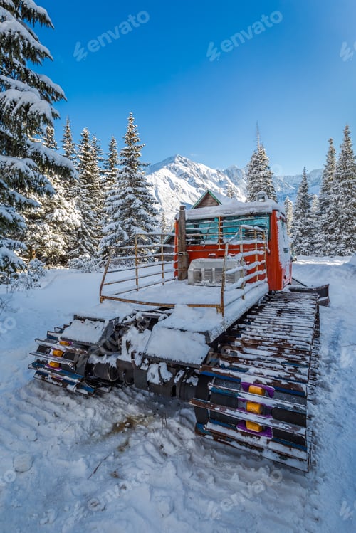 Preview: Snow groomer in winter in Tatra Mountains, Poland