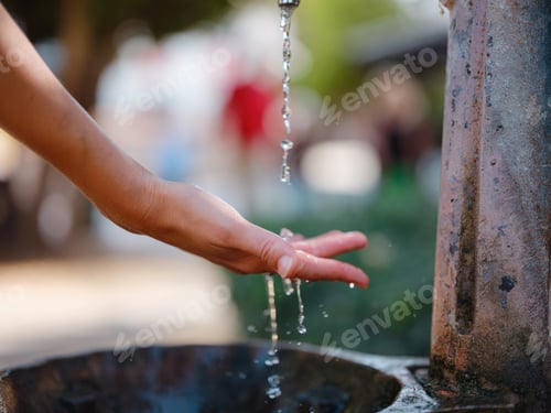 Preview: Antalyas old town: female hand and water