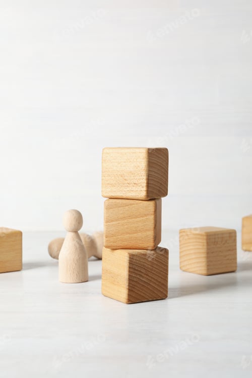 Preview: Wooden cubes, blank wooden cubes for different concepts