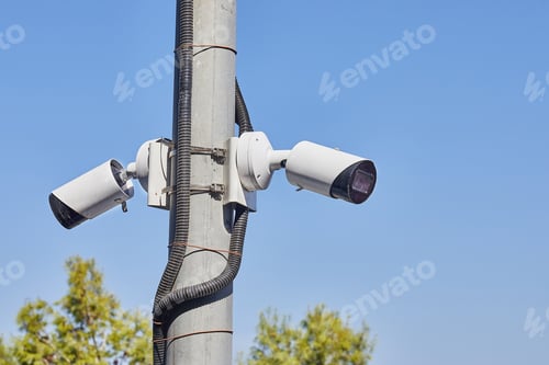 Preview: Security cameras are installed in the park on an electricity pole