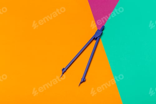 Preview: Colorful geometric design with blue compass on vibrant background