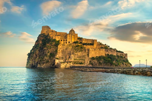 Preview: Ischia island and Aragonese medieval castle. Campania, Italy.