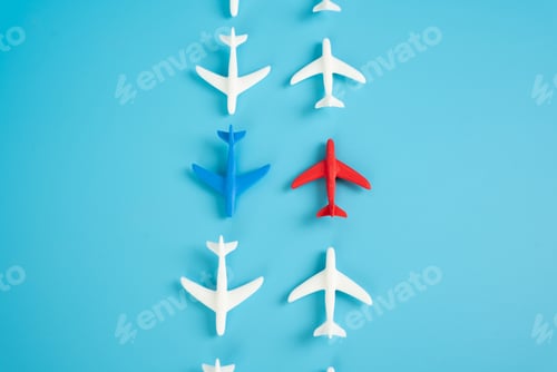 Preview: Two planes and two oppositely directed flows of aircraft. Competition in aerospace.
