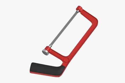 Serra com moldura vermelha e alça preta