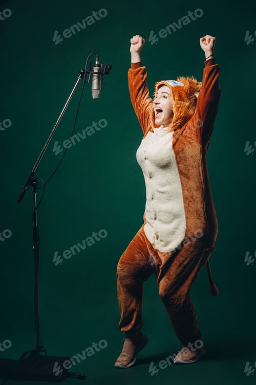 Preview: Woman prepares herself and a material before voice recording.