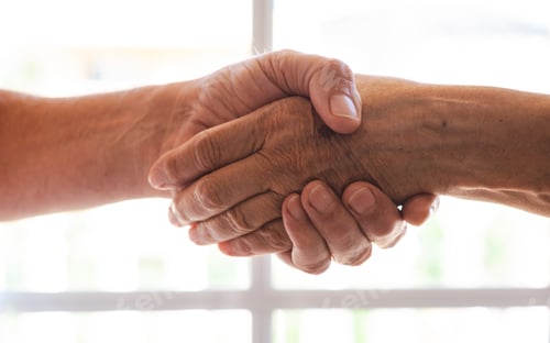 Preview: Old people holding hands close up view, senior retired family couple express care and support