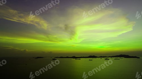 Preview: Landscape view of sunset at cargo crane