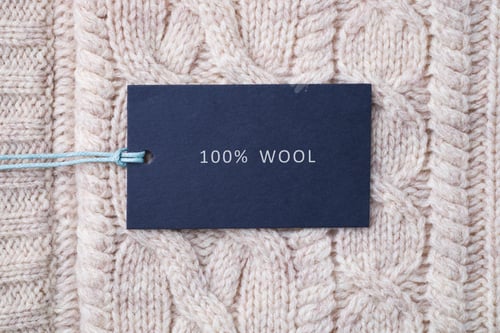 Preview: Tag composition of clothing on knitted texture background