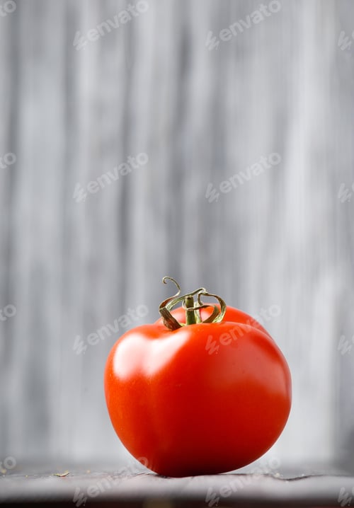 Preview: fresh tomato on a dark wooden background