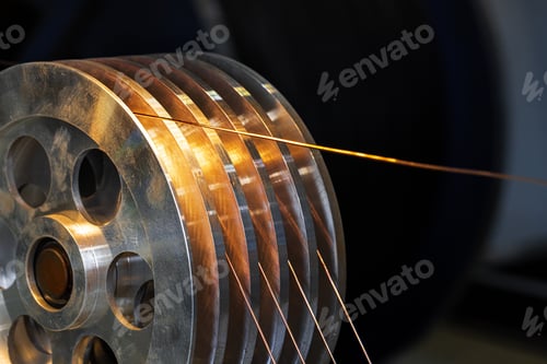 Preview: Production of cable wire at cable factory close up