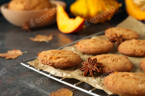 Preview: Pumpkin Cookies with Star Anise on Baking Sheet