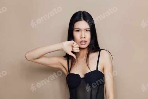 Preview: Woman femininity cosmetic fashion model portrait asian beautiful beauty beige hair glamour