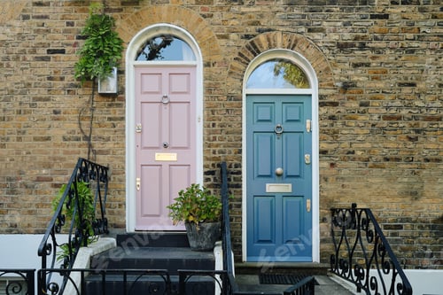 Preview: A snapshot of two doors side by side in London.