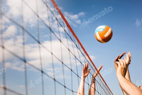 Preview: Cropped image of people Volleyball at beach