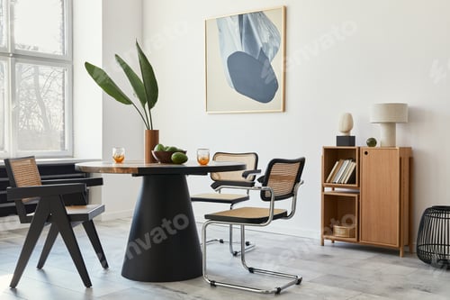 Preview: Stylish composition of dining room interior