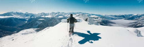 Preview: Snowboarder on Snowy Mountain Wide Banner