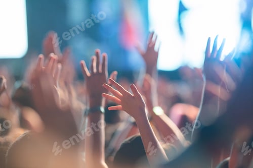 Preview: crowd partying stage lights live concert summer music festival