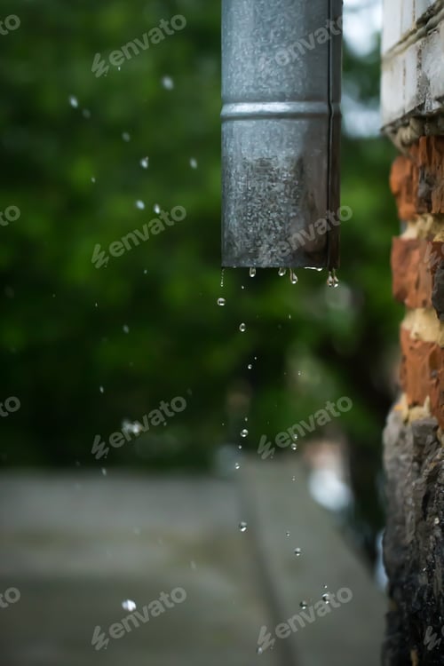 Preview: beautiful drops falling from the pipe