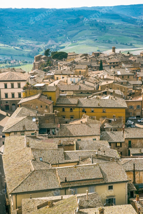 Preview: aerial view of old buildings in Orvieto, Rome suburb, Italy