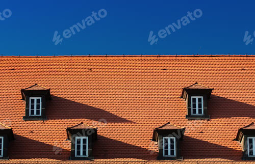 Preview: attic with windows of a 19th century building in Wroclaw, Poland