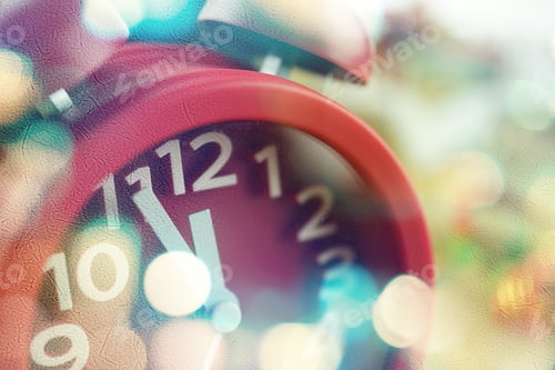 Preview: Countdown Clock Face In Blur Style And Bokeh For New Year And Christmas Background