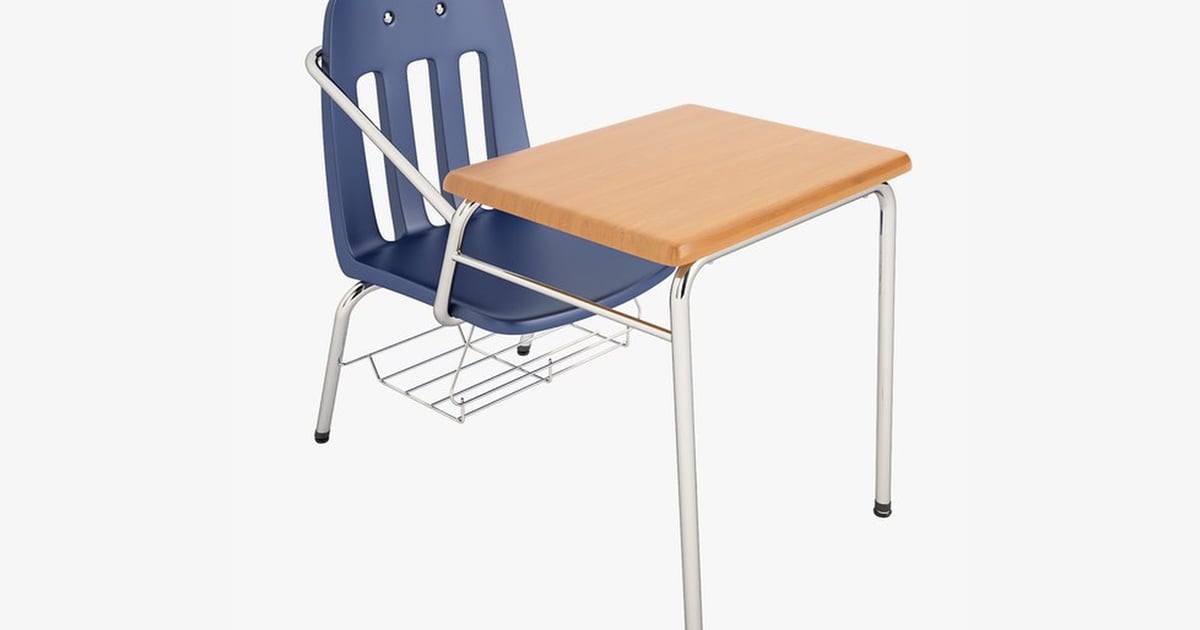 Blue Student Desk & Chair: School Furniture 3D, Incl. Blue & Classroom ...