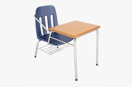 Visualização: Mesa e cadeira azuis para estudantes: móveis escolares