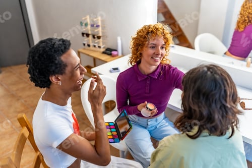 Preview: Happy friends making up for pride party at home