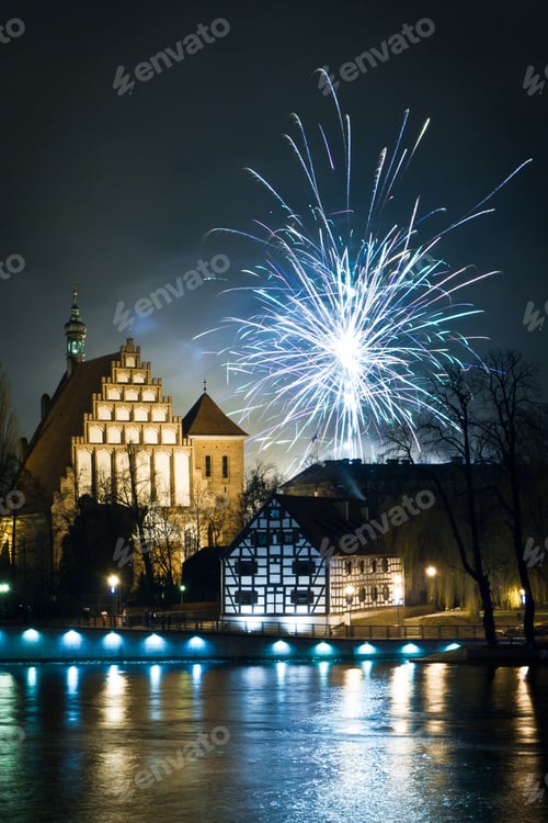 Preview: Sparklers over the river at night