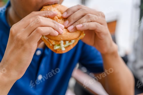 Preview: Fresh burger cooked. Homemade Fish Burger.