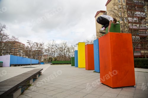Preview: series of photos of young man jumping 7 of 8