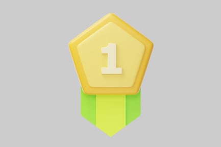 Aperçu: Badge hexagonal avec ruban et chiffre