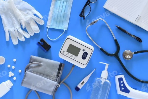 Preview: Medical Equipment on a Blue Background