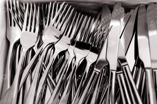 Preview: collection of silver cutlery. set of cutlery, fork and knife