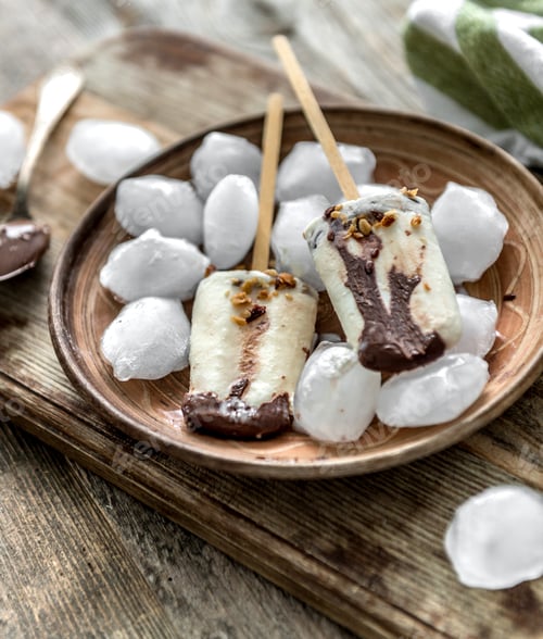 Preview: Homemade cream ice cream with chocolate and muesli