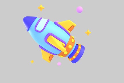 Preview: Stylized rocket ship with geometric shapes