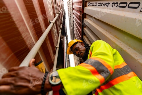 Preview: Container team in warehouse of men check the size of container