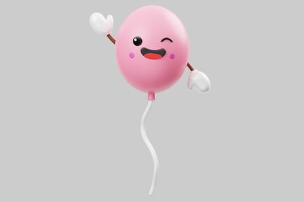 Preview: Pink balloon with smiling face, arms, and legs.