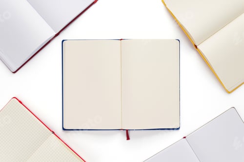 Preview: open notebook or book on white background