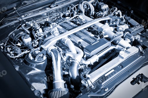 Sleek Car Engine Components Under the Hood
