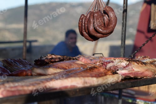 Preview: Closeup of a different types of meat in a market