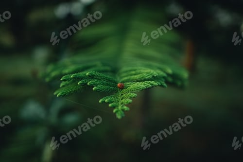 Preview: Dark green pine branches and leaves in the morning