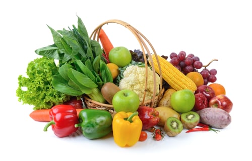 Preview: vegetables and fruits on white background