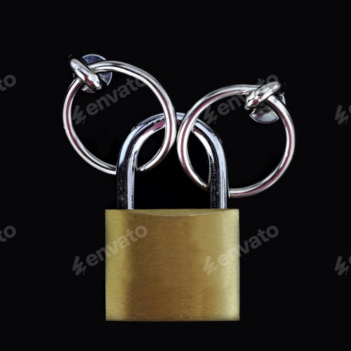 Preview: Closed padlock on black background