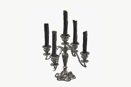 Preview: Ornate Silver Candelabra with Black Candles