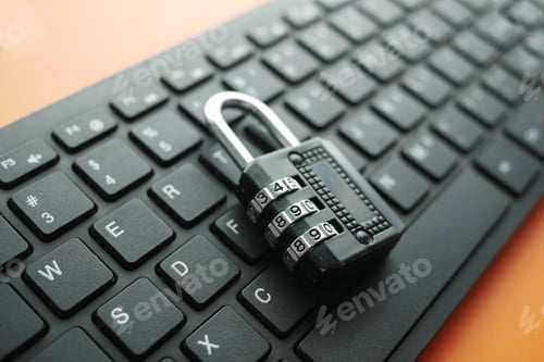 Preview: internet safety concept with padlocked on computer keyboard