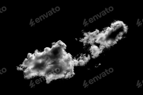 Preview: clouds white for design on isolated elements black background.