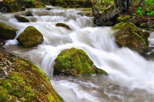 Preview: Stream with waterfall and mossy stones around