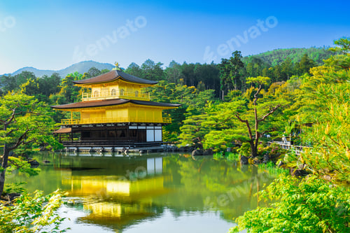 Preview: Golden pavilion reflecting in a lake in Kyoto, Japan.